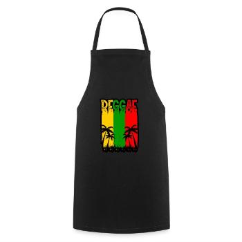 REGGAE, MARLEY, RASTA, RASTAFARI, BEACH DESIGN - Cooking Apron - black - Front - AI Model Male 185 dark (185cm)