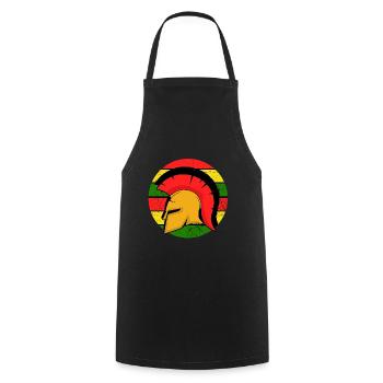 SKINNHEAD, OI, SKA,REGGAE,MARLEY,RASTAFARI,Trojan - Cooking Apron - black - Front - AI Model Male 185 dark (185cm)