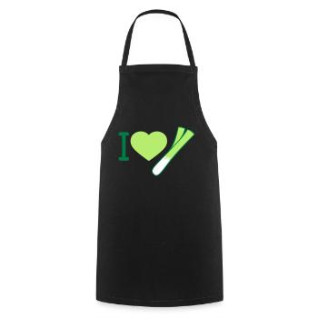 J'aime les poireaux - Tablier de cuisine - noir - Devant - AI Model Male 185 dark (185cm)