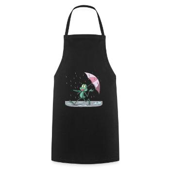 Funny frog in the rain with umbrella - Cooking Apron - black - Front - AI Model Male 185 dark (185cm)