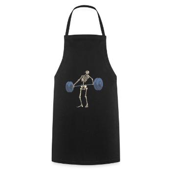 Skeleton with barbell weight lifting squat fitness - Cooking Apron - black - Front - AI Model Male 185 dark (185cm)