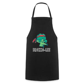 Brokko-Lee, Martial Arts Broccoli, Vegan Sport Shirt - Cooking Apron - black - Front - AI Model Male 185 dark (185cm)