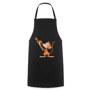 Monkey plays the trumpet - Cooking Apron - black - Front - AI Model Male 185 dark (185cm)