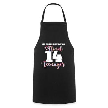 Adolescent 14 ans 2007 14e anniversaire fille femme - Tablier de cuisine - noir - Devant - AI Model Male 185 dark (185cm)
