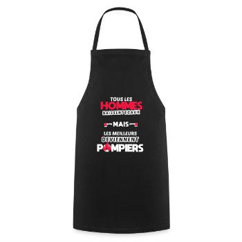 Phrase drôle pompier / Sapeur pompier humour - Tablier de cuisine - noir - Devant - AI Model Male 185 dark (185cm)
