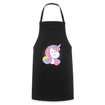 Licorne mignonne - Tablier de cuisine - noir - Devant - AI Model Male 185 dark (185cm)