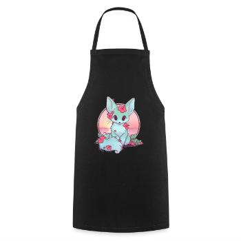 Chat renard kawaii sur la plage - Tablier de cuisine - noir - Devant - AI Model Male 185 dark (185cm)