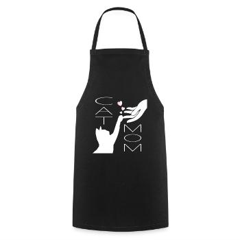 Maman chat avec coeurs - Tablier de cuisine - noir - Devant - AI Model Male 185 dark (185cm)