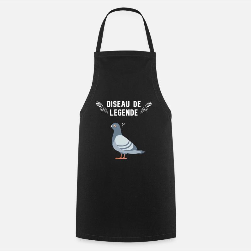 Oiseau de légende: le pigeon (typo blanche) - Tablier de cuisine - noir
