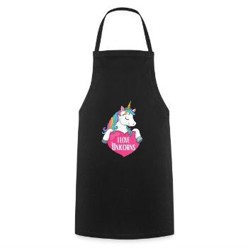 J'adore les licornes Licorne - Tablier de cuisine - noir - Devant - AI Model Male 185 dark (185cm)