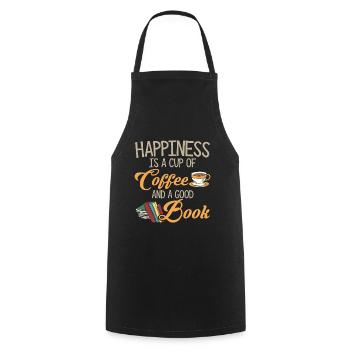 Cool Books Coffee Shirt - Happiness - Cooking Apron - black - Front - AI Model Male 185 dark (185cm)
