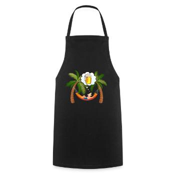Hängematte Palme Urlaub Bierkrug Schaum Alkohol hu - Kochschürze - Schwarz - Vorne - AI Model Male 185 dark (185cm)