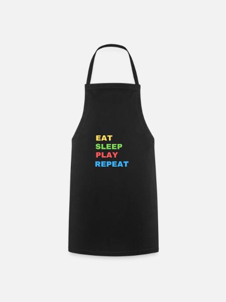 eat sleep play repeat - Cooking Apron - black