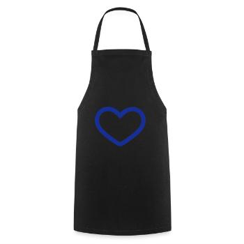 Symbole de cœur bleu - Tablier de cuisine - noir - Devant - AI Model Male 185 dark (185cm)