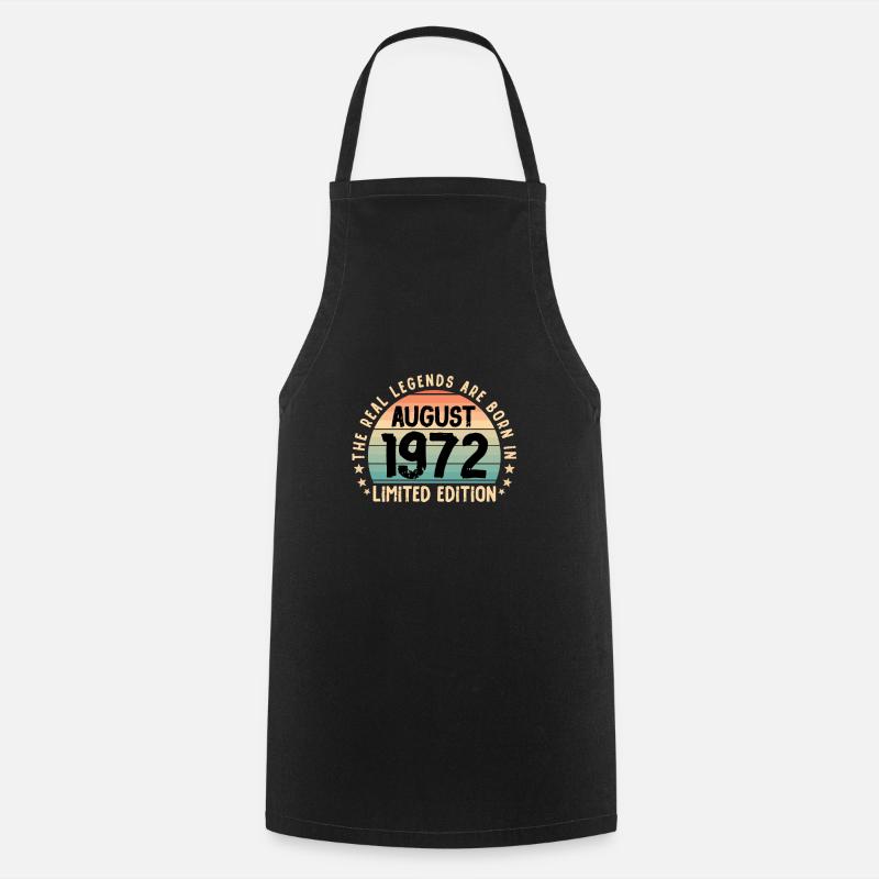 August 1972 Birthday - Cooking Apron - black