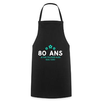 Beau goss cadeau anniversaire 80 ans humour - Tablier de cuisine - noir - Devant - AI Model Male 185 dark (185cm)