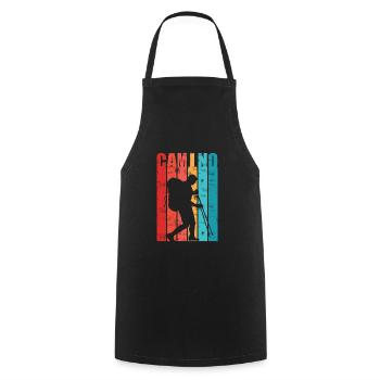 Cadeau du Chemin de Saint-Jacques-de-Compostelle pour les pèlerins - Tablier de cuisine - noir - Devant - AI Model Male 185 dark (185cm)