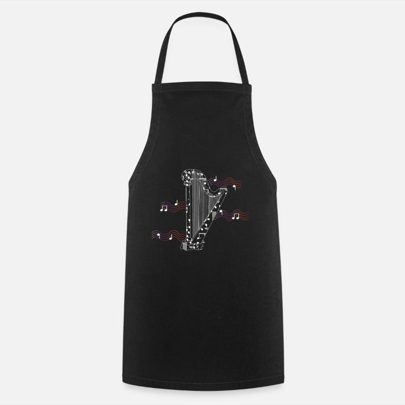Idée cadeau artiste harpe - Tablier de cuisine - noir
