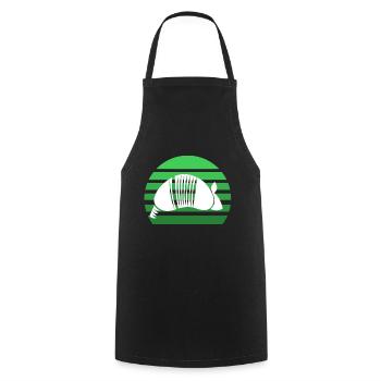 Tatoué coucher du soleil - Tablier de cuisine - noir - Devant - AI Model Male 185 dark (185cm)