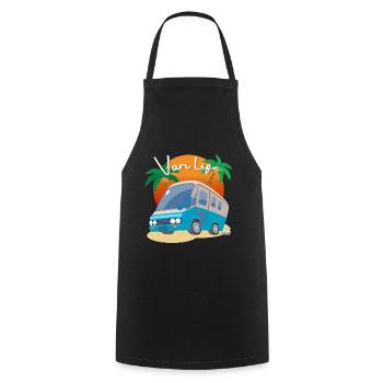 Van Life, RV, Camping Vacances - Tablier de cuisine - noir - Devant - AI Model Male 185 dark (185cm)