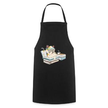 Kawaii cats book cat book books book lover - Cooking Apron - black - Front - AI Model Male 185 dark (185cm)