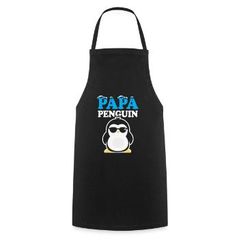 Cadeau de fête des pères papa pingouin - Tablier de cuisine - noir - Devant - AI Model Male 185 dark (185cm)