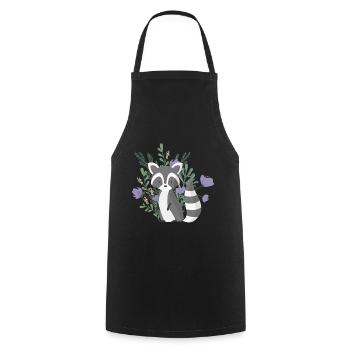 Ours mignon de ract avec des usines et des fleurs pourpres - Tablier de cuisine - noir - Devant - AI Model Male 185 dark (185cm)