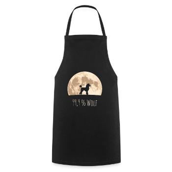 Poodle 99% Wolf Moon Dog Dog Design - Cooking Apron - black - Front - AI Model Male 185 dark (185cm)