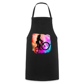 Mountainbikerin Mädchen coole Farben MTB Fahrrad - Kochschürze - Schwarz - Vorne - AI Model Male 185 dark (185cm)