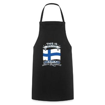 Finland - Cooking Apron - black - Front - AI Model Male 185 dark (185cm)