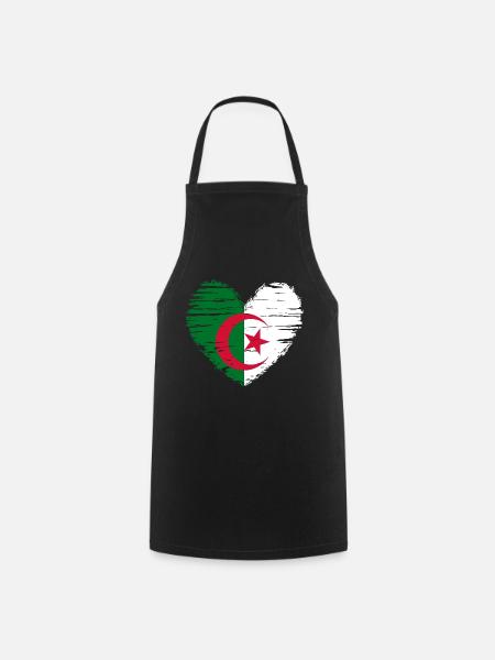 Algérie coeur drapeau blason - Tablier de cuisine - noir