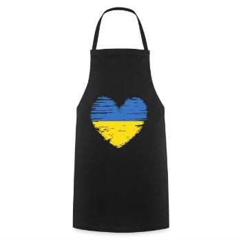 Ukraine coeur drapeau blason - Tablier de cuisine - noir - Devant - AI Model Male 185 dark (185cm)