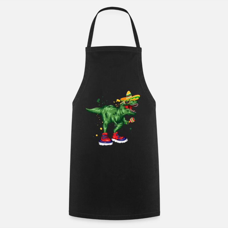 Mexico Holiday Dino gift idea holiday - Cooking Apron - black