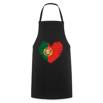 Portugal coeur drapeau blason - Tablier de cuisine - noir - Devant - AI Model Male 185 dark (185cm)