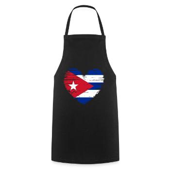Cuba coeur drapeau blason - Tablier de cuisine - noir - Devant - AI Model Male 185 dark (185cm)
