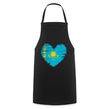 Kazakhstan drapeau drapeau du Kazakhstan - Tablier de cuisine - noir - Devant - AI Model Male 185 dark (185cm)