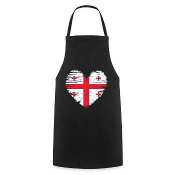 Géorgie coeur drapeau drapeau blason - Tablier de cuisine - noir - Devant - AI Model Male 185 dark (185cm)