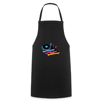 retro vintge oldschool vinyl records turntables - Cooking Apron - black - Front - AI Model Male 185 dark (185cm)