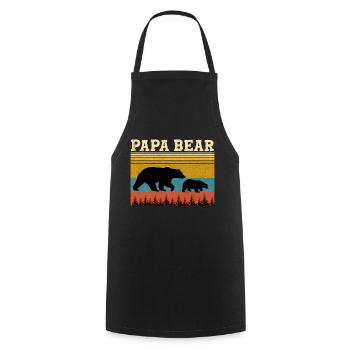 Vintage Papa Bär Baby Bär Vatertag - Tablier de cuisine - noir - Devant - AI Model Male 185 dark (185cm)