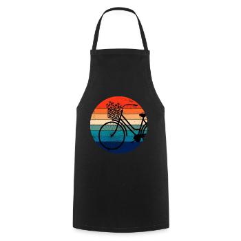 Fahrrad Retro Sonnenuntergang farbenfroh - Kochschürze - Schwarz - Vorne - AI Model Male 185 dark (185cm)