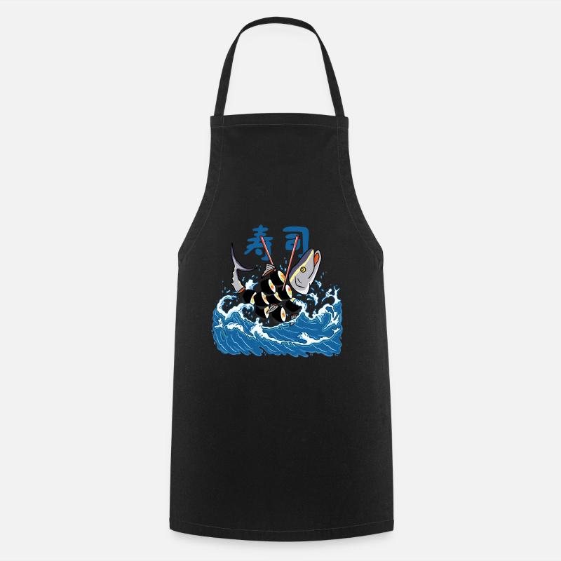 Sushi de thon dans la vague - Tablier de cuisine - noir