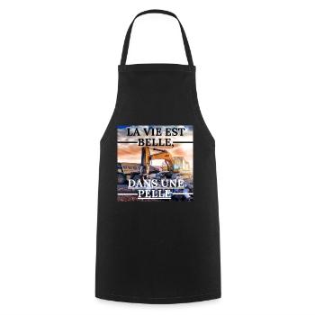 LA VIE EST BELLE, DANS UNE PELLE - PELLEUR PRO - Tablier de cuisine - noir - Devant - AI Model Male 185 dark (185cm)