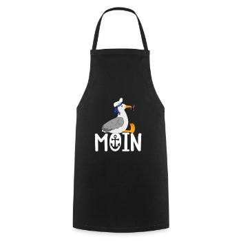 Moin Möwe Seemann - Kochschürze - Schwarz - Vorne - AI Model Male 185 dark (185cm)