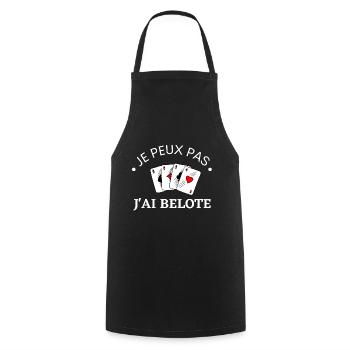 Je peux pas j'ai belote - Tablier de cuisine - noir - Devant - AI Model Male 185 dark (185cm)
