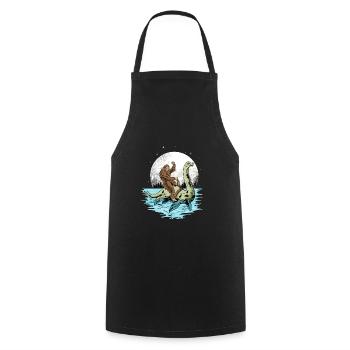 Bigfoot rides Loch Ness monster - Cooking Apron - black - Front - AI Model Male 185 dark (185cm)