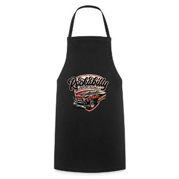 Rockabilly Hotrod Speed Flames - pos - Cooking Apron - black - Front - AI Model Male 185 dark (185cm)