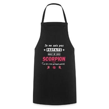 Je ne suis pas parfaite mais je suis Scorpion - Tablier de cuisine - noir - Devant - AI Model Male 185 dark (185cm)