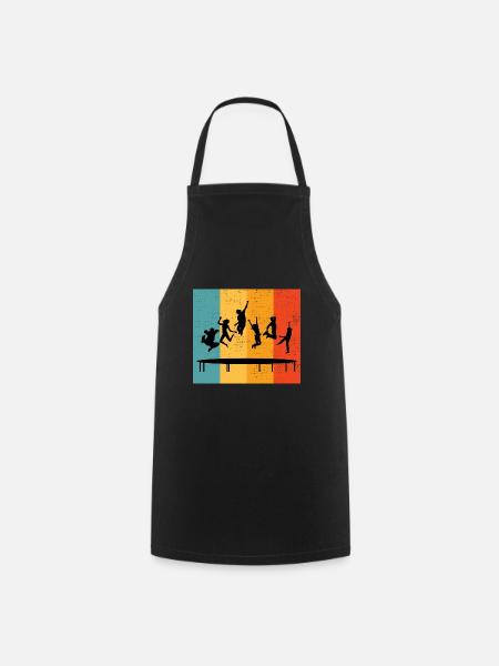 Trampoline Park Jumping Aire de jeux intérieure Vintage - Tablier de cuisine - noir