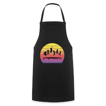 Trampoline Park Jumping Indoor Playground Vintage - Cooking Apron - black - Front - AI Model Male 185 dark (185cm)