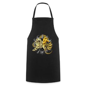Leo Zodiac Divine Armor - Cooking Apron - black - Front - AI Model Male 185 dark (185cm)